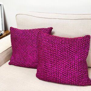 2x Pink/Red Metallic Cushion Covers